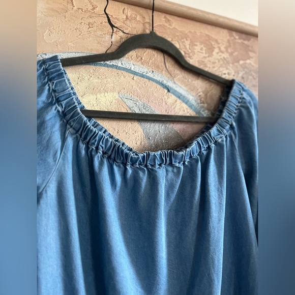 7 For All Mankind Denim Off-Shoulder Mini Dress - Picture 5 of 6